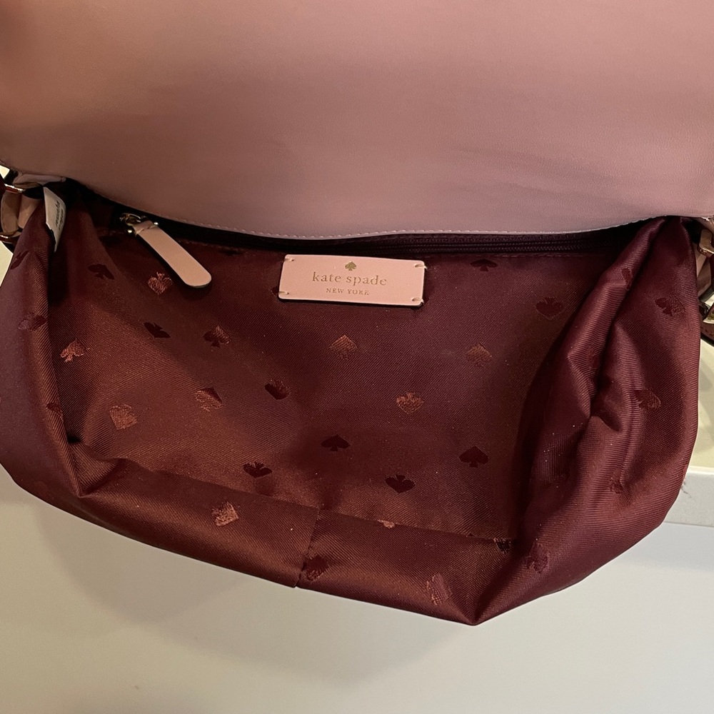 Kate Spade Maroon, Spade Patterned Crossbody Bag, Like New, Used Only One Time - Picture 9 of 14